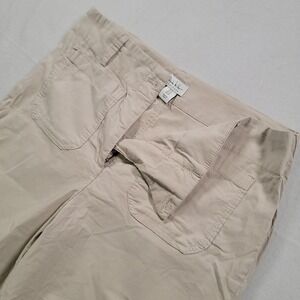 Nicole Miller New York Wide Leg Crop Pants Womens 12 Beige Solid Linen Blend